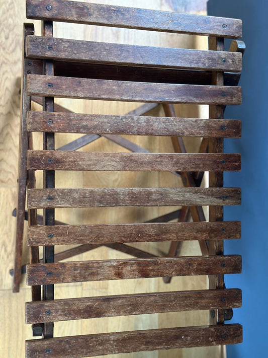 Vintage Folding Luggage Stand – Wooden Slatted Suitcase Stand
