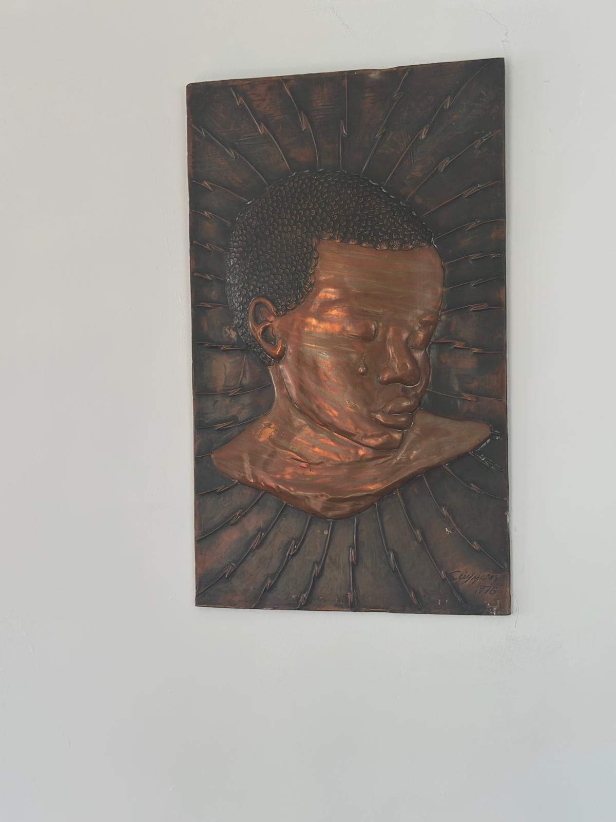 Signed 1975 Copper Repoussé Wall Plaque by Cummings