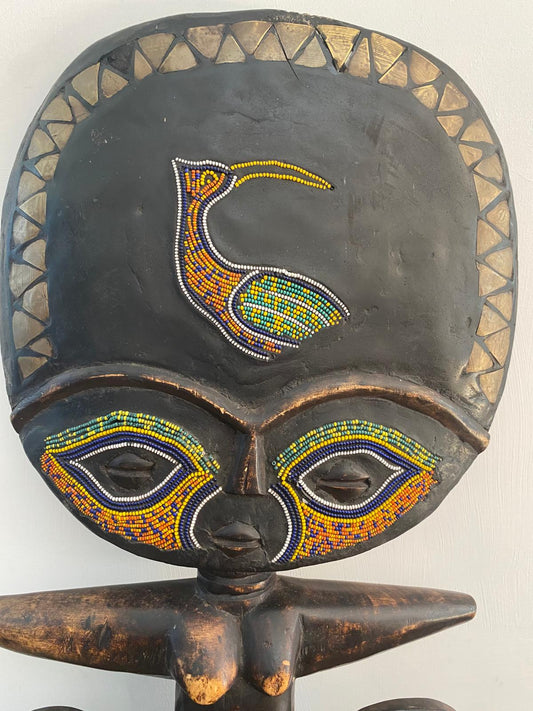 Large Hand-Carved African Akua’ba Style Family Sculpture