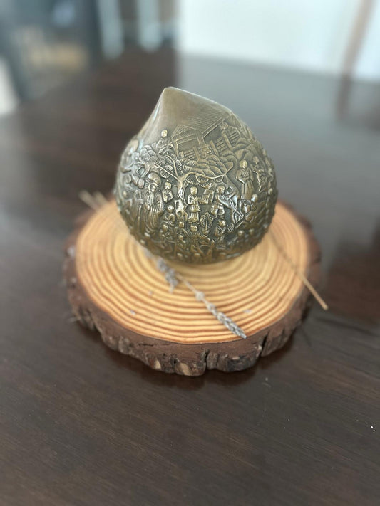 Japanese “Hundred Boys” Bronzed Metal Scholar’s Object / Peach Form Sculpture