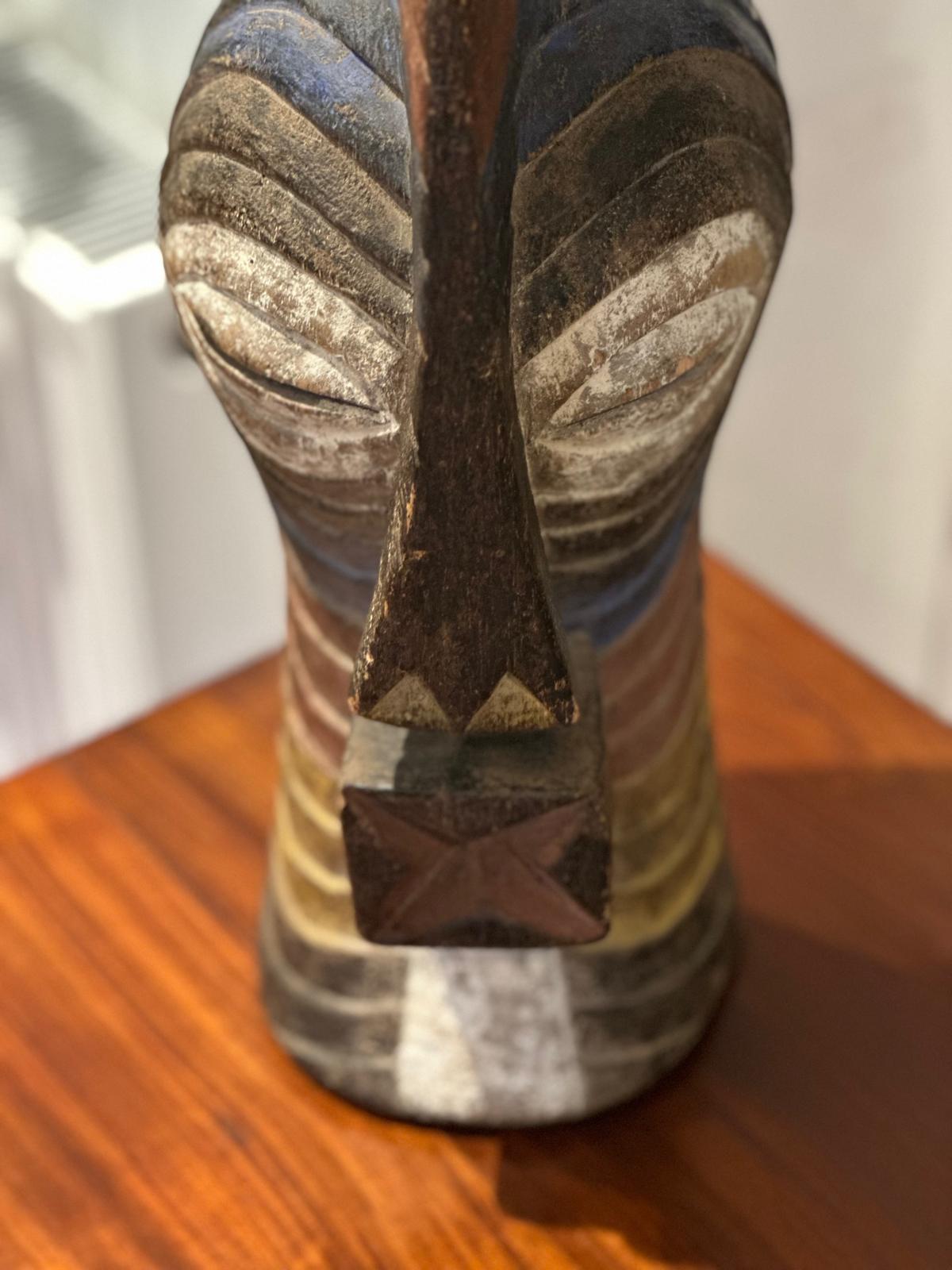 XXHand-Carved African Style Tribal Mask / Bust – Polychrome Wood SculptureXX