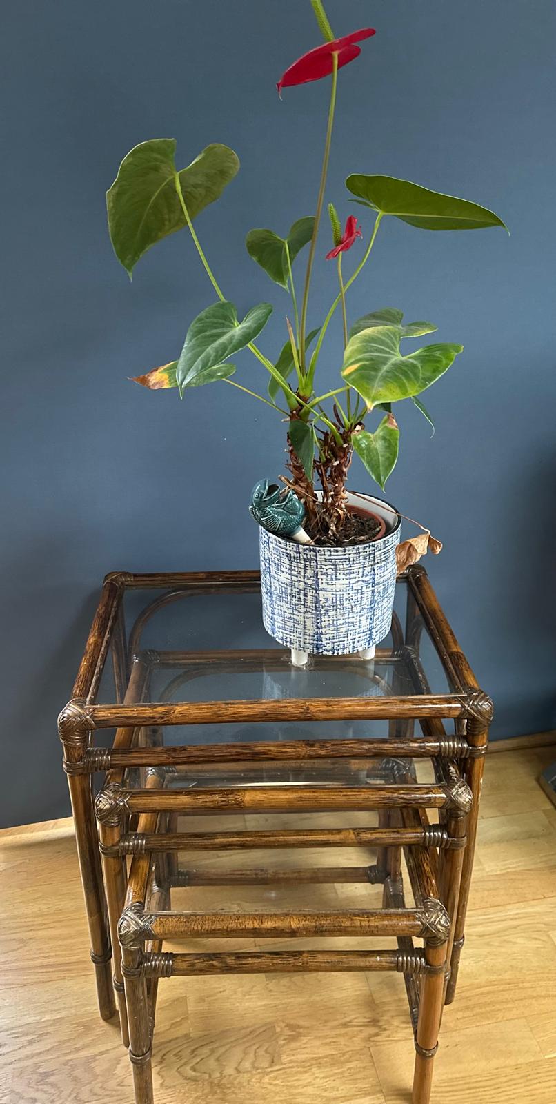 1970s Faux Bamboo Nest of Tables with Glass Tops – Angrave’s “Invincible” Vintage Set