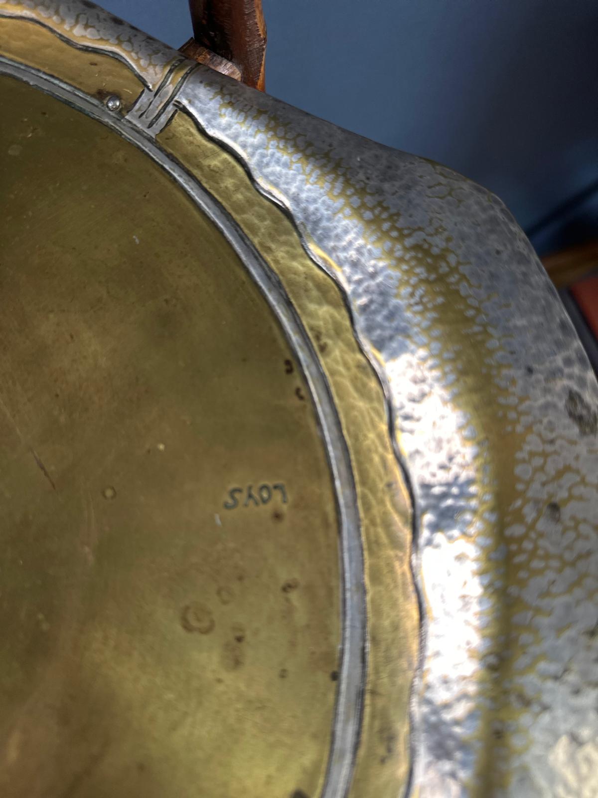 Vintage Bamboo Plant Stand with Brass Tray - "Execute PAR LO-YS A LA MAIN"