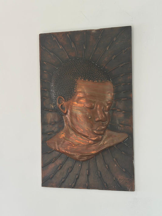 Signed 1975 Copper Repoussé Wall Plaque by Cummings