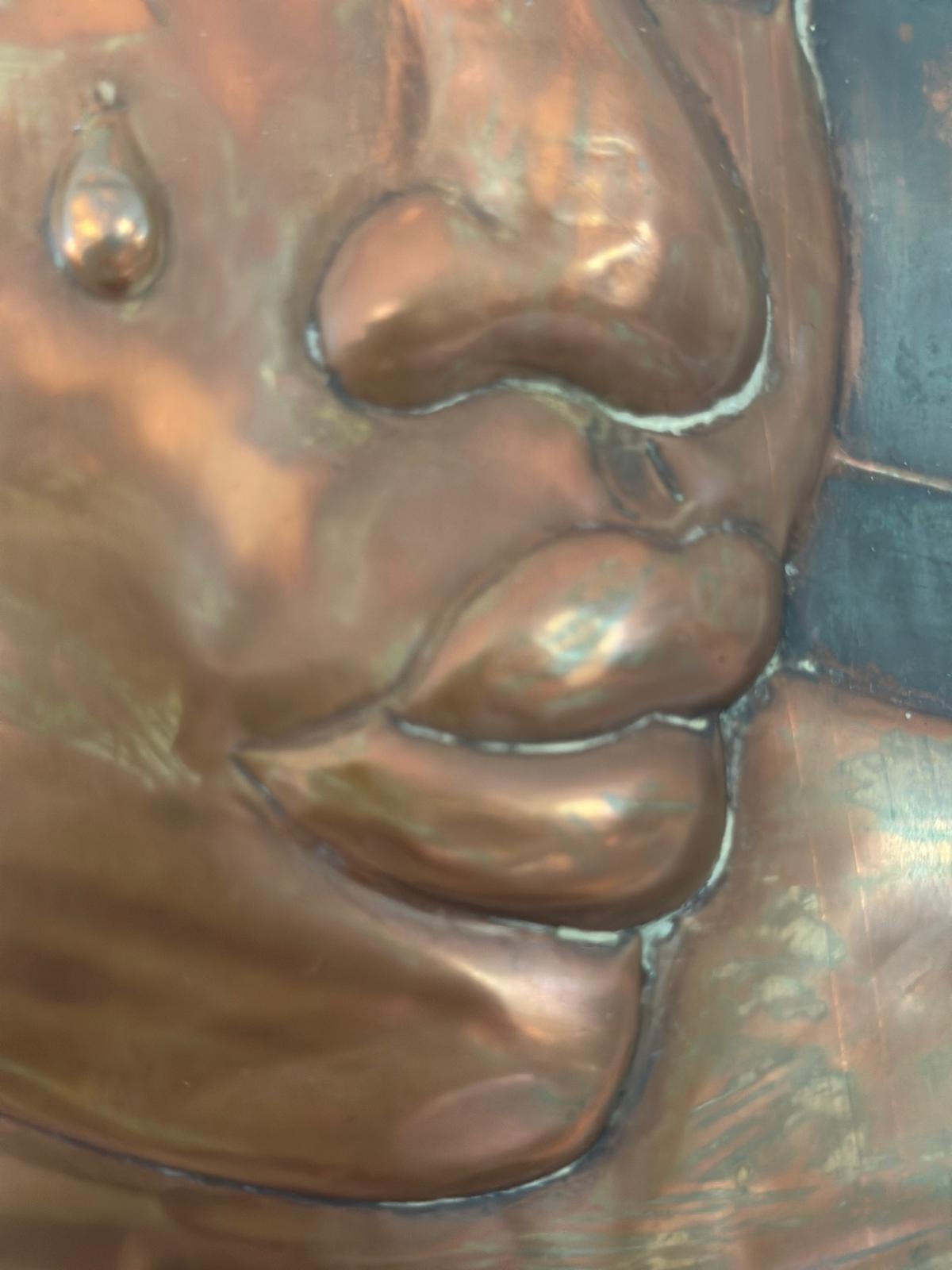 Signed 1975 Copper Repoussé Wall Plaque by Cummings