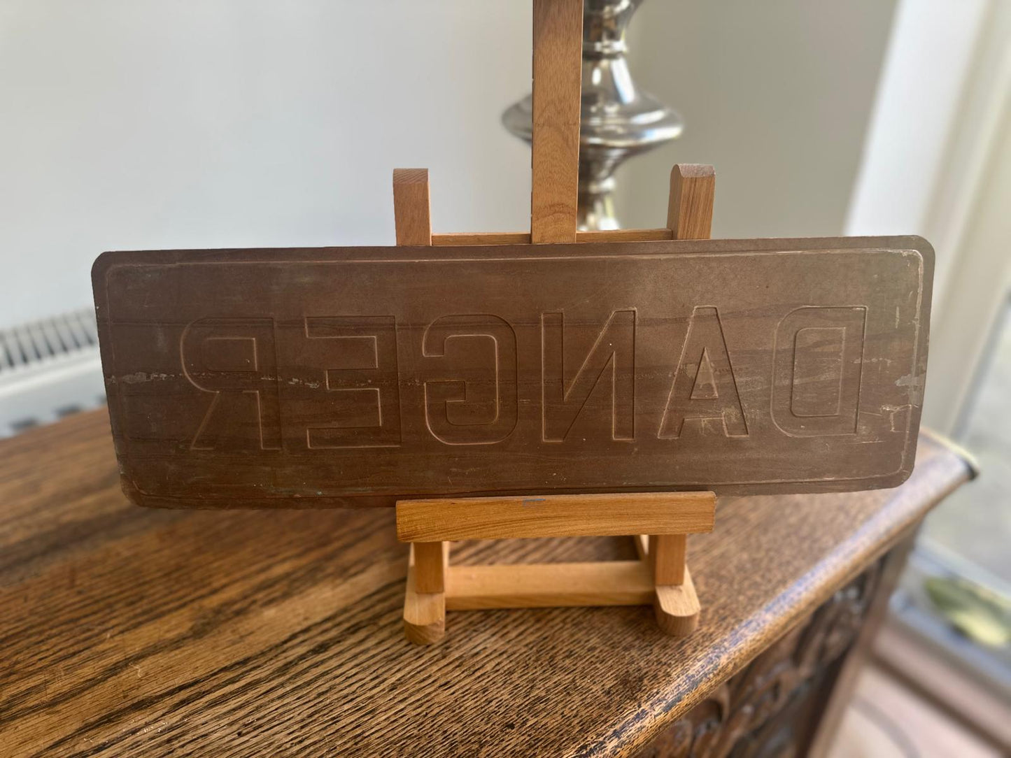 XXVintage Industrial Sign-Making Dies – “WAY OUT” (4) & “DANGER” – Copper Embossing Plates – Factory XXTooling