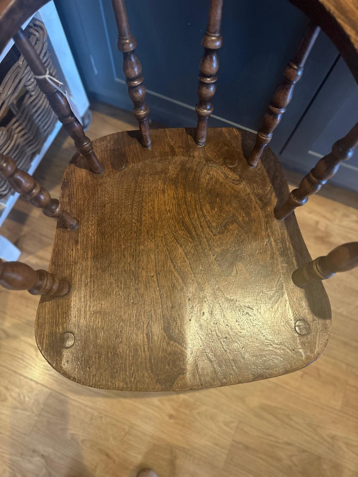 Antique Smoker’s Bow Chair – Elm Seat – English Country House Chair c.1900