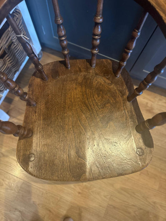 Antique Smoker’s Bow Chair – Elm Seat – English Country House Chair c.1900