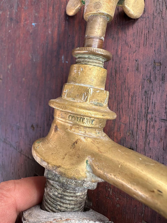 Pair of Antique Brass Basin Taps – Hot & Cold – Victorian / Edwardian Bathroom Fittings